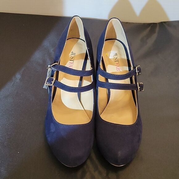 BRAND NEW JUSTFAB RAYNA DARK BLUE SUEDE MARY JANE STYLE WOMEN"S SHOE - Picture 3 of 15